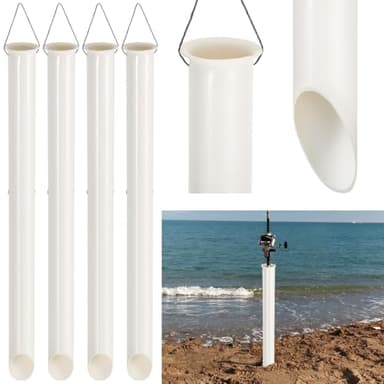 4 Pack 27in Sand Spike PVC Tubular Sand Spike Fishing Rod Holder for Surf Fishing for Beaches, Rivers and Sandy Beaches