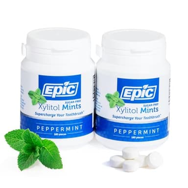Epic 100% Xylitol Mints - Aspartame Free, Sugar Free - Peppermint Flavored Mints, 180 Pieces (Pack of 2)