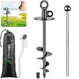 Lifeswel 15 Inch Dog Tie Out Stake, Heavy Duty Dog Anchor for Dogs up to 220lbs, No Tangle, Easy to Install and Remove, Ideal for Yard, Camping, and Beach, 1 Pack (Black)