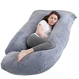 Jcickt Pregnancy Pillow J Shaped Full Body Pillow with Velvet Cover Grey Maternity Pillow for Pregnant Women,57 inch Full Body Pillows