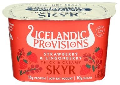 Icelandic Provisions, Yogurt Skyr 1.5% Strawberry Lingonberry, 5.3 Ounce