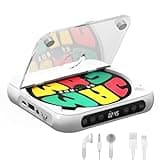 Portable CD Player with Bluetooth, Rechargeable Walkman CD Player for Home/Car, Built-in HiFi Speakers, Headphones, LCD Screen, Supports CD/AUX/USB and Repeat Modes, White
