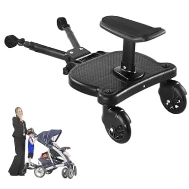 2025 New-Universal Stroller Board with Detachable Seat, 2in1 Sit and Stand Stroller Glider Board for Most Strollers, Holds Children Up to 55 LBs Stroller Connectors Standing Board