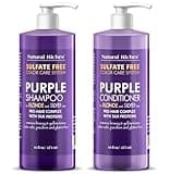 Natural Riches Purple Shampoo and Conditioner Set Sulfate Free Salon Grade for Silver Blonde Platinum Hair. Removes Yellow & Brass tones. Grey Highlighted Hair 16x2 fl oz