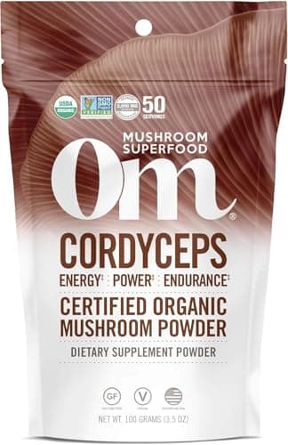 OM MUSHROOM SUPERFOOD Cordyceps Organic Mushroom Powder, 3.5 Ounce, 50 Servings, Energy, Power, Stamina and Endurance Support, Superfood Supplement for Sports Performance