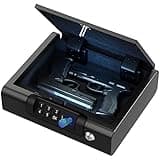 Gun Safe,Biometric Gun Safe for Pistols 3-Ways unlock Fingerprint Digital PIN Key Unlock with Voice, Lock box for Cloakroom living room Bedroom Nightstand and Car BILLCONCH