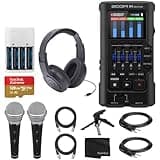 Zoom R4 MultiTrak 32-Bit Float Recorder with Stereo Bouncing Bundle with Over-Ear Stereo Headphones, Handheld Mics (2), 128GB microSDXC Memory Card, and Accessories