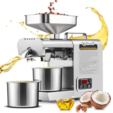 CGOLDENWALL Oil Press Machine,Automatic Oil Making,1000W Oil Extractor for Cold & Hot Pressing,Oil Maker with Intelligent Temperature Controller(32-572°F),Seeds Nuts Oil Expeller,CE(110V, US Plug)