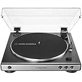 Audio-Technica At-LP60X-GM Fully Automatic Belt-Drive Stereo Turntable, Gunmetal/Black, Hi-Fidelity, Plays 33 -1/3 and 45 RPM Vinyl Records, Dust Cover, Anti-Resonance, Die-Cast Aluminum Platter