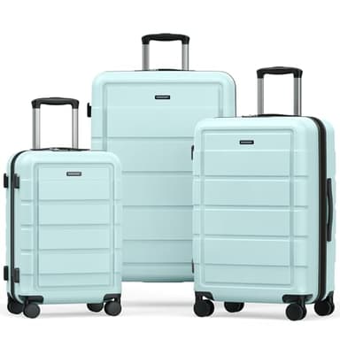 SHOWKOO Luggage Sets Expandable 100% PC Durable Suitcase with TSA Lock Double Wheels Mint Green