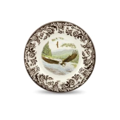 Spode Woodland Salad Plate, Bald Eagle, 8” | Made in England | Ideal Hunting Cabin Décor | Microwave and Dishwasher Safe
