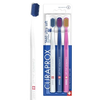Curaprox CS 5460 Ultra-Soft Toothbrush – Adult Tooth and Gum Care | Super Soft Curen® Bristles for Gentle Cleaning | Blue-Pink, Single Pack