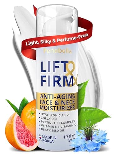 PENEBELLA Face & Neck Cream for Tightening and Firming - Made in Korea - Collagen, Hyaluronic Acid, 3X Peptide Complex, Vitamin C + E - Face Moisturizer Anti Aging Treatment for All Skin Types