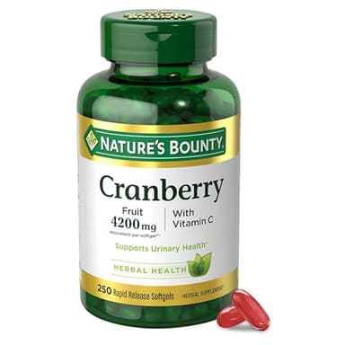 Nature's Bounty Cranberry Pills for Women Urinary Tract Health, Cranberry Supplements with Concentrate & Vitamin C, 250 Softgels (Pack of 1)