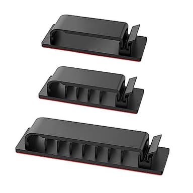 Halsouy Cable Management Clips, 20Pcs Cord Organizers Wire Clips Cord Holder for TV PC Ethernet Cable Desk Home Office (Black)