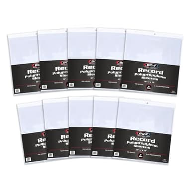 BCW 33 RPM Polypropylene Record Outer Sleeves, 2 Mil Thickness Vinyl Album Protectors, Clear Protective Covers for LP Records (1000 Pack)