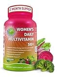 Women's Daily Multivitamin 50 plus - Vegan Multivitamin for Women 50 and over with Biotin, Organic Superfoods, B-Complex, Lutein for Optimal Health, Energy, Gut & Eye Support, Easy to Swallow Capsules