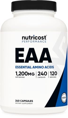 Nutricost EAA Capsules 1200mg, 240 Capsules - Essential Amino Acids, 120 Servings - Non-GMO, Gluten Free & Vegan