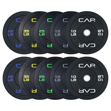 CAP Barbell 260 LB Economy Olympic Bumper Plate Set with Color Logo | Black