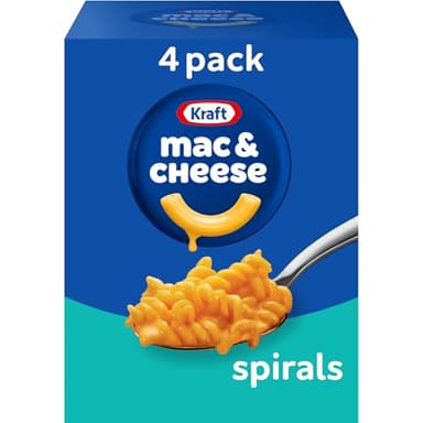 Kraft Spirals Mac and Cheese, 4 Boxes, for Easy Dinner or Dinner Sides, Original Flavor, No Artificial Flavors, Preservatives or Dyes, 5.5 oz