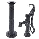 Hand Well Water Pump,Antique Manual Well Pump Pitcher Pump with Ring Handle and Base for Gardens Yard Parks Ponds (Pump+Base)