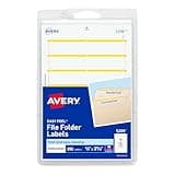 Avery File Folder Labels on 4" x 6" Sheets, Easy Peel, White/Yellow, Print or Write, 2/3" x 3-7/16", 252 Labels (5209)