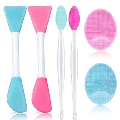 6pcs Silicone Face Brush Set, 2PCS Silicone Face Applicator Brush, 2PCS Exfoliating Lip Brush and Silicone Face Cleaning Brushes Pad,Blackhead Face Exfoliator Skin Care Tool for Women Men