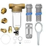 Waterdrop Spin Down Sediment Filter, Backwash Whole House Water Filter System for Well Water, 50 Micron+200 Micron, 1" MNPT + 3/4" FNPT + 3/4"MNPT, Traps Sand, BPA Free