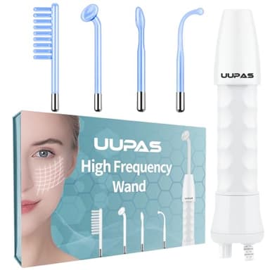 High Frequency Facial Wand - UUPAS Portable Handheld 4 in 1 Blue High Frequency Skin Facial Machine with 4 Pcs Different Blue Tubes for Home Use Face Device