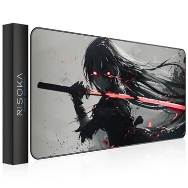 RISOKA XXL Anime Gaming Mouse Pad 35.4 x 15.7 inch - Water-Resistant & Stitched Edges - Large XL Mousepad for Desk - Gamer Accessories Big Full Deskpad Mat Game Mousepads Deskmat