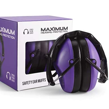 Pro For Sho 34dB NRR Hearing Protection Ear Muffs – Highest NRR Compact Design Ear Protection for Loud Events & Sensory Use (Purple)