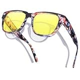 Trysee Night Vision Driving Glasses for Women to Fit Over Glasses, Polarized Anti Headlights Glare Yellow TS1010