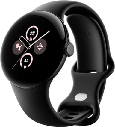 Google Pixel Watch 2 with Fitbit Heart Rate Tracking, Stress Management, Safety Features - Android Smartwatch - Matt Black Aluminum Case - Obsidian Active Band - GPS (Renewed)