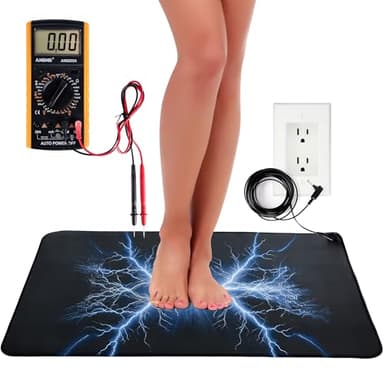 Grounding Well Mat For Earthing - Including Multimeter for Monitoring Body Voltage Drop - Boost Blood Circulation, Inflammation Relief, Improved Overall Health - Earthing Mat for Office Desk or Feet