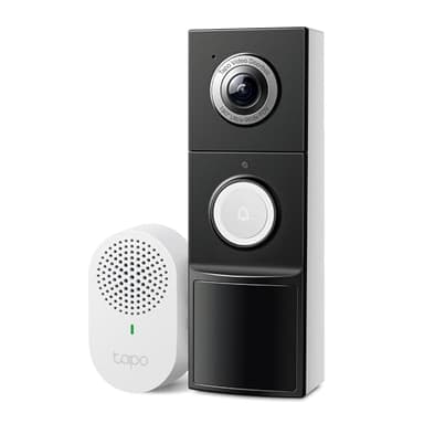 Tapo 2K+ Wired or Battery Powered Smart Video Doorbell with Chime - 180° Field of View, Person/Vehicle/Package Detection, Ring Call, 2-Way Audio, Subscription-Free Local Storage or Optional Cloud,D225