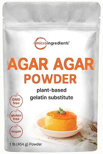 Agar Agar Powder, 1lb (16oz) | Planted-Based Source from Red Algae | Unflavored Thickening Agent for Cooking & Baking | Vegan Substitute for Beef Gelatin | Non-GMO, Vegan Friendly