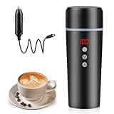 DROSOKING Car Electric Kettle 12V/24V, 420ML Travel Kettle with 316 Stainless Steel Liner, Trucks Coffee Mug, Water Boiler with Magnetic Stirring and Multiple Temperature Control