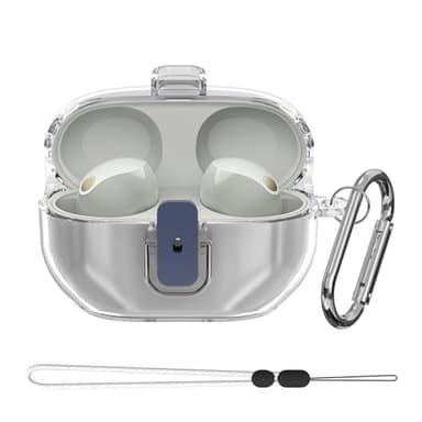 POZCIS for Sony WF-1000XM5 Case Cover, Clear Soft TPU Protective Earbuds Case, Only Compatible with Sony WF-1000XM5, Headphones Case with Carabiner & Lanyard Accessories(Clear)