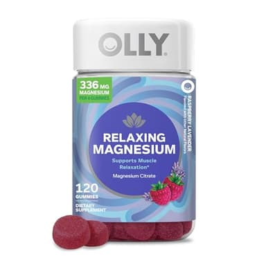OLLY Relaxing Magnesium Gummies, Supports Muscle Relaxation,* Magnesium Citrate, Raspberry Lavender Flavored, 30 Day Supply - 120 Count