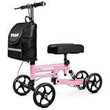 VitaSophy Knee Scooter with Dual Brakes, Steerable Knee Walker for Adults for Foot Surgery, Broken Ankle- Foldable Knee Rover Scooter for Broken Foot Injured Leg Crutch (Pink)