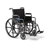 Medline Comfortable Folding Wheelchair with Swing-Back Desk-Length Arms and Swing-Away Footrests, 20”W x 16”D Seat