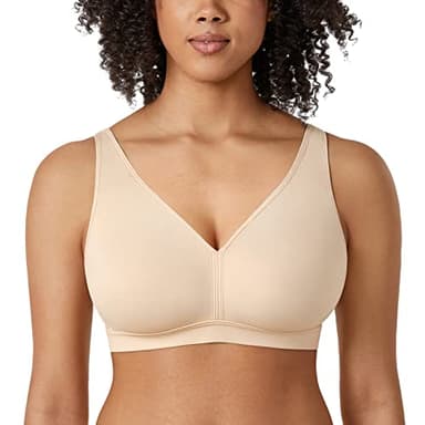AISILIN Women's Plus Size Wireless Bra Support Comfort Full Coverage Unlined No Underwire Smooth Beige 38G