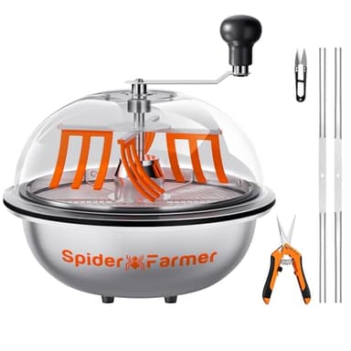 Spider Farmer 13 Inch Bud Trimmer – Manual Leaf & Flower Cutter for Hydroponic Plants, Herbs, Gardening – Sharp Stainless Steel Twisted Spin Blades, Wet/Dry Use – Includes Pruning Shears