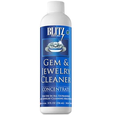 Blitz Gem & Jewelry Cleaner Liquid Concentrate for Gold, Silver, & Platinum Jewelry Cleans Non-Porous, Precious & Semi-Precious Stones. Non-Toxic, Non-Abrasive, & Planet Friendly Made in USA 8oz