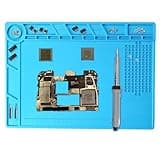 Silicone Soldering Mat 932°F Heat Resistant ESD Safe Mat with Wrist Strap Large Magnetic Work Mat for Watch, Phone, Ipad, Laptop Repair, Soldering Iron(13.7'' * 9.8'')