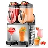 Commercial Slushy Machine 12X2 Tank- Stainless Steel Smoothie Frozen Drink Maker & Margarita Machine for Cocktails, Juices, and Alcohol Beverages - Perfect for Bars, Cafés, and Restaurants