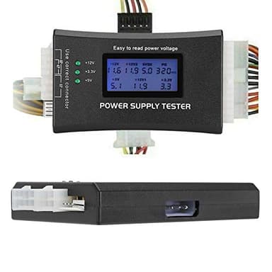 ATX Power Supply Tester, 20/24 4/6/8 Pin Computer Host Inspection and Maintenance Tester Tool, with Buzzer and LCD Display, for ATX, ITX, BTX, PCI E, SATA, HDD