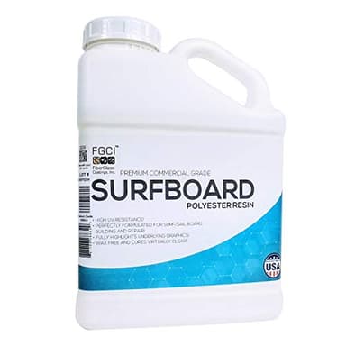 SURFBOARD POLYESTER RESIN, 1 Gallon w. MEKP Hardener, Fiberglass repair Kit, Laminating Resin for Fiberglass Cloth, Fiberglass Repair and Building