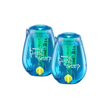 Bostitch Office Twist-n-Sharp Pencil Sharpener, for Kids & Colored Pencils, Assorted Colors (PS1-BLUE-2PK)