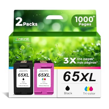 65XL Black Color Combo Remanufactured Ink Cartridge Replacement for HP Ink 65 HP65 XL HP65XL for Envy 5055 5000 5052 5010 5070 5014 Deskjet 3755 3700 3772 2600 3752 2652 2655 2622 2640 Printers,2 Pack